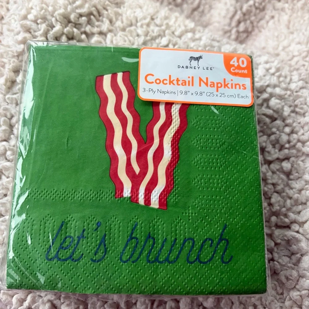 Dabney Lee Green and Red lets brunch bacon Cocktail Napkins - 40 Count